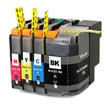 סט 4 ראשי דיו Brother ברדר תואם ‏צהוב שחור כחול אדום LC22U XL